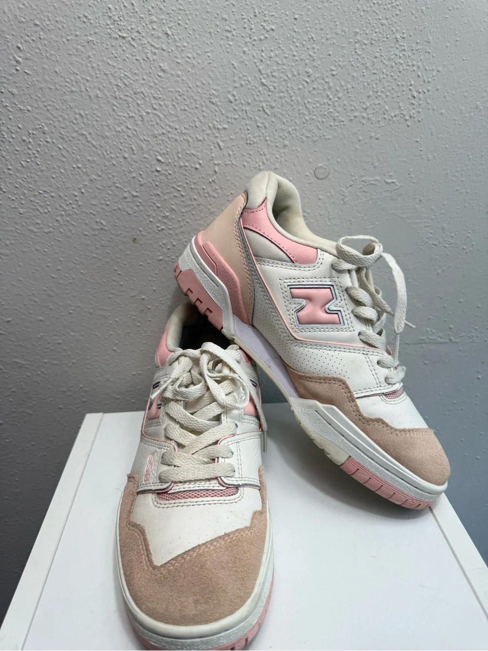 New Balance 550 Women's Cream and Pink Athletic Sneakers